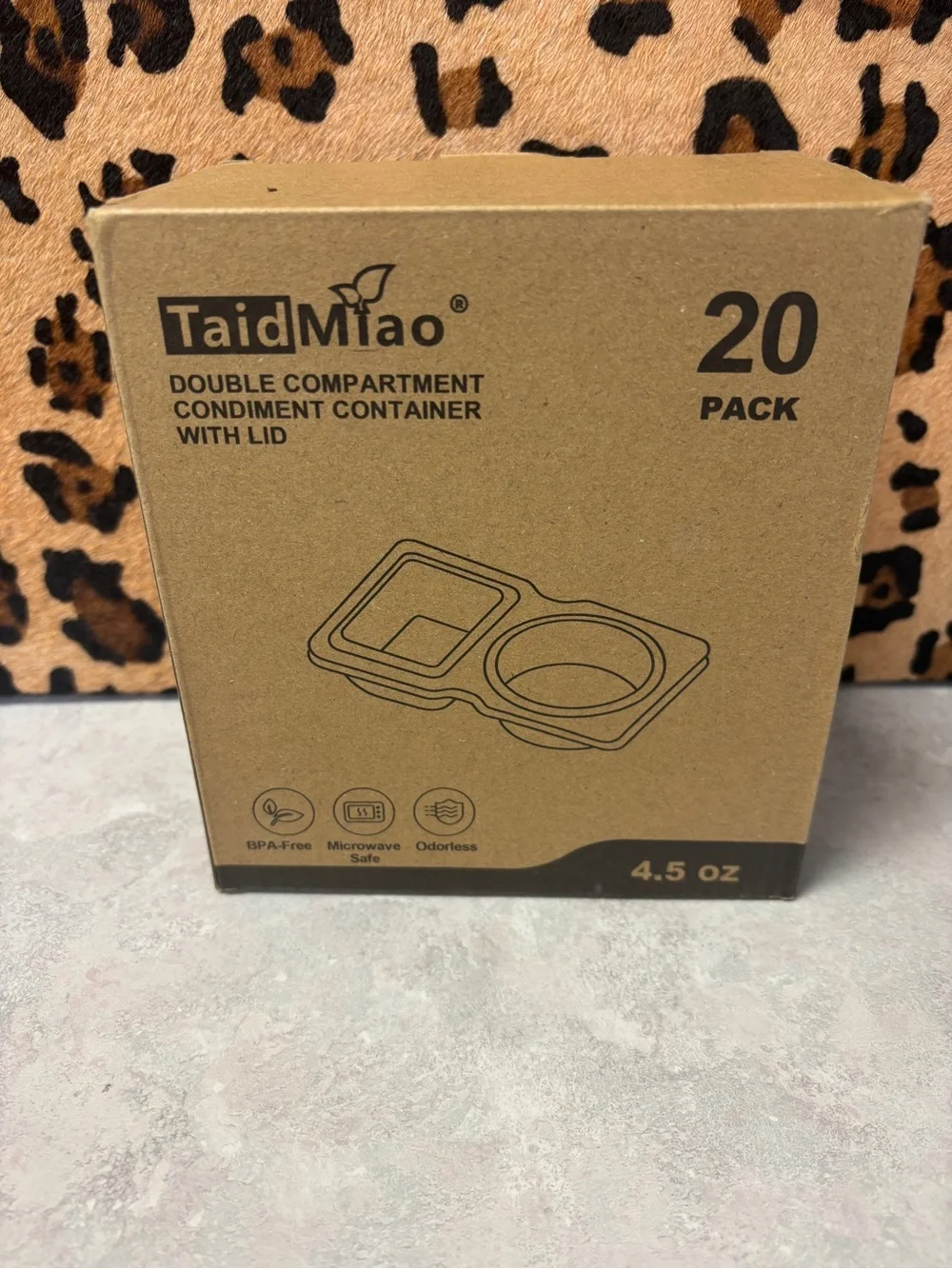 TaidMiao 20 Pack Double Compartment Condiment Containers w/ Lids 4.5 oz - Sealed